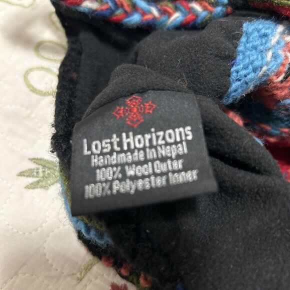 Lost Horizons Wool Floral Fair Isle Beanie Winter Hat Ear Flaps Women's One Size - Picture 7 of 9